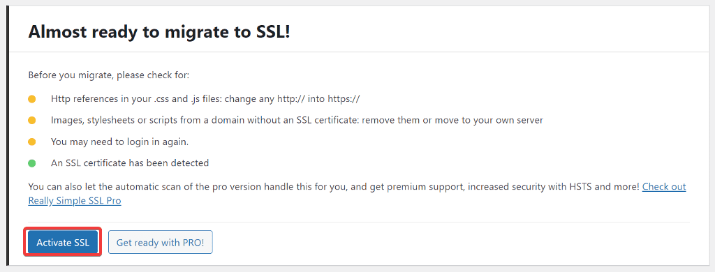 Activate Really Simple SSL
