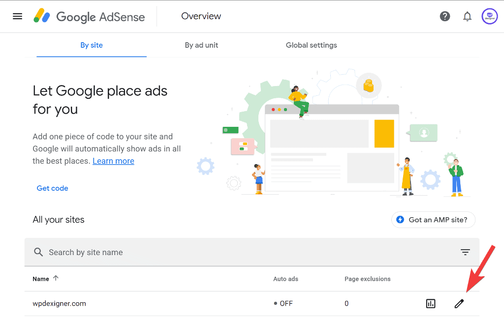 AdSense ads by site
