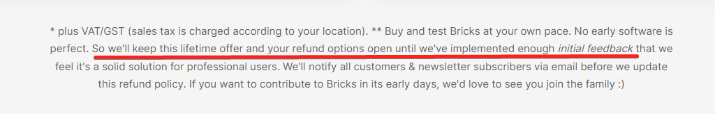 Bricks refund policy