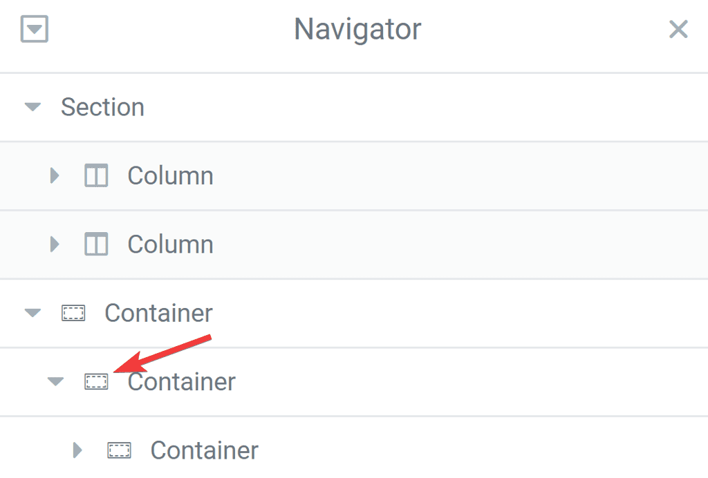 Container icon in the navigator