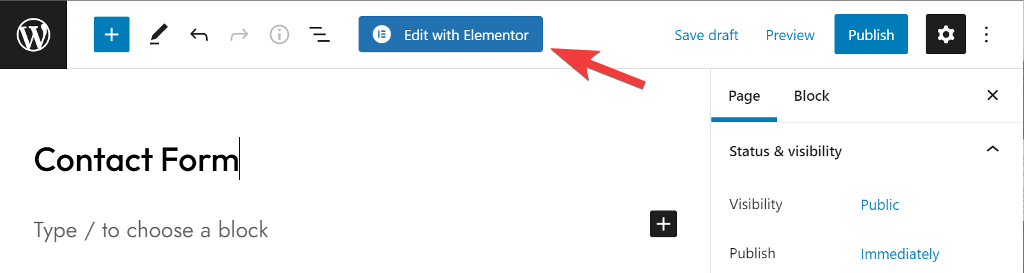 Edit page with Elementor