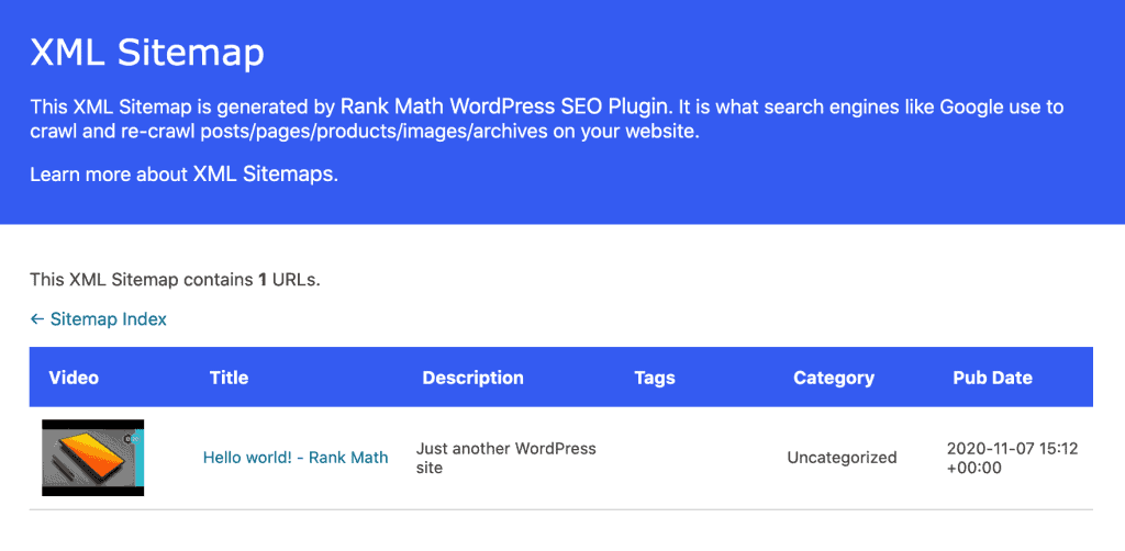 Rank Math Pro Video Sitemap