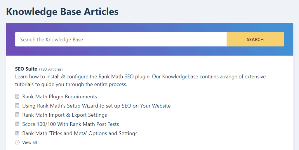 Rank Math knowledge base