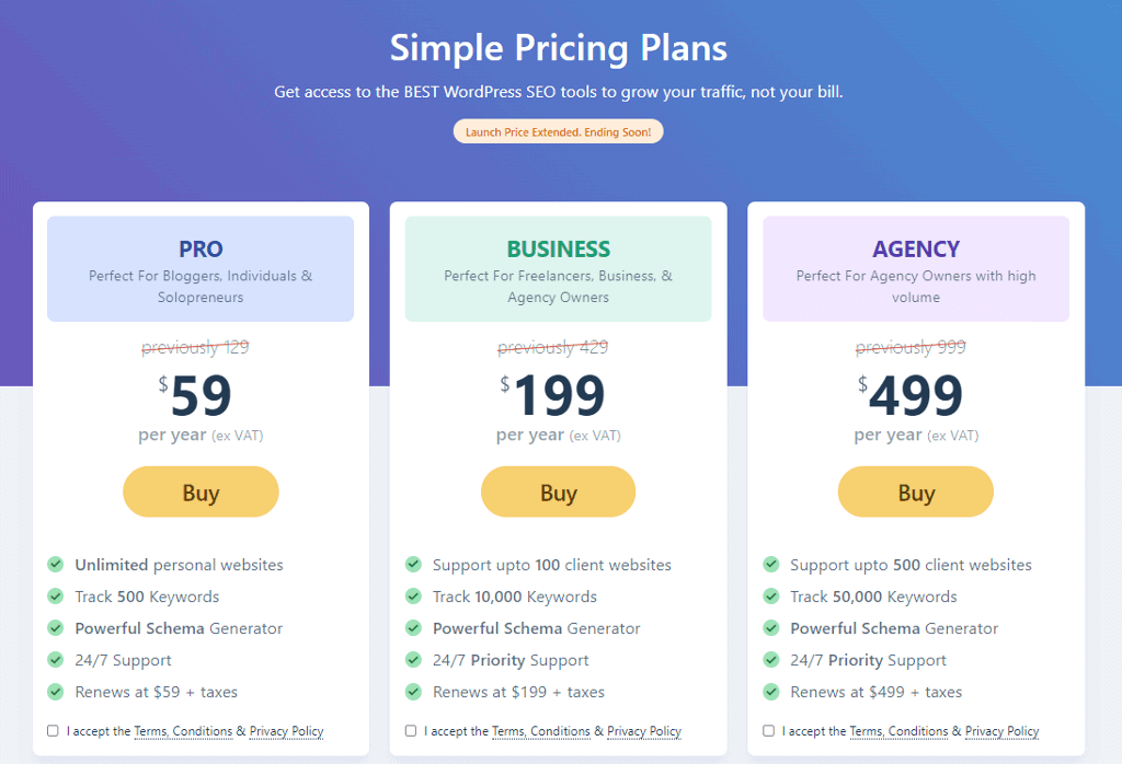 Rank Math pro pricing