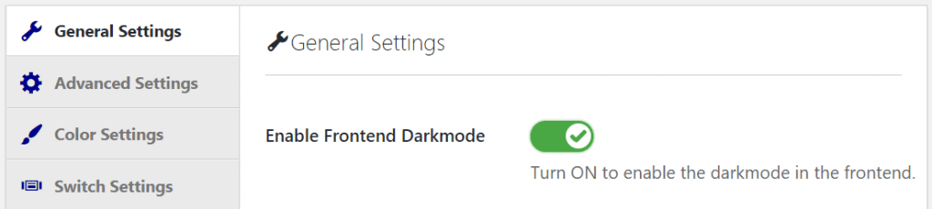 WP Dark Mode enable
