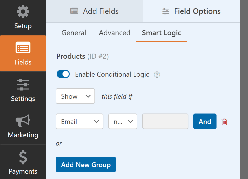 WPForms conditional logic