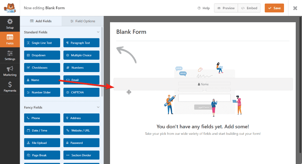 WPForms drag and drop form builder