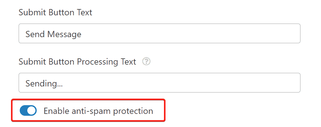 WPForms honeypot protection