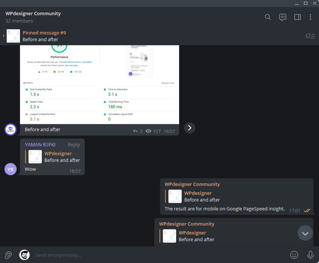 WPdexigner community on Telegram
