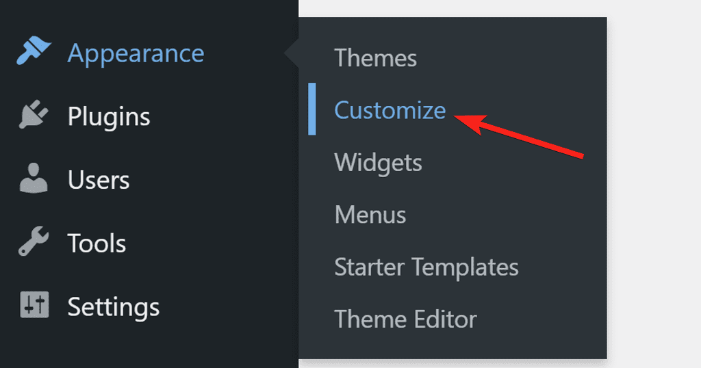 WordPress appearance customize