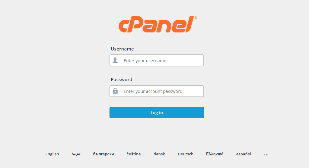 cPanel login