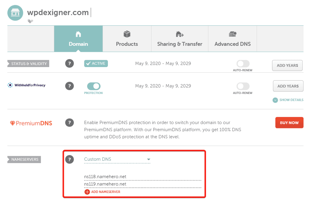 change nameservers in namecheap