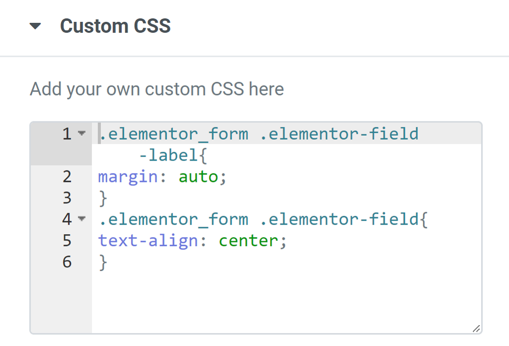 custom css elementor form