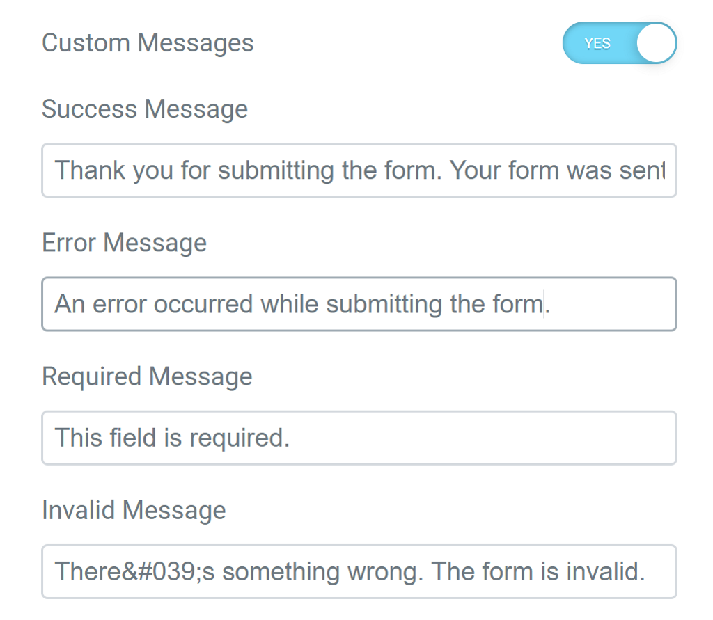 custom error messages