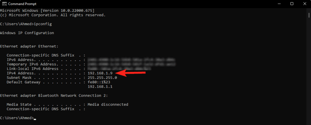 find ipv4 address