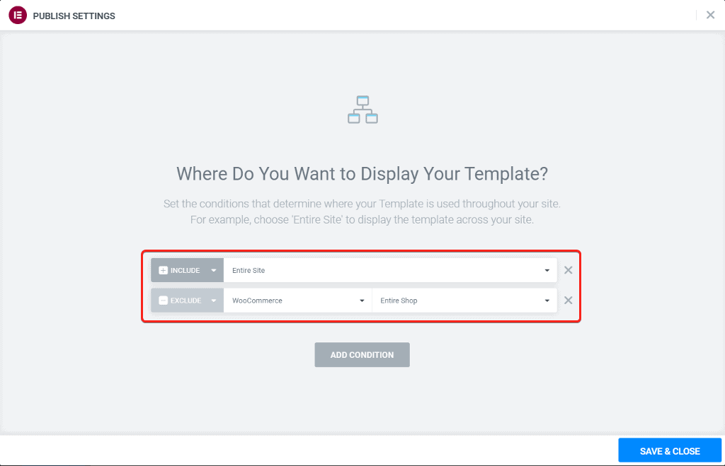 header display condition