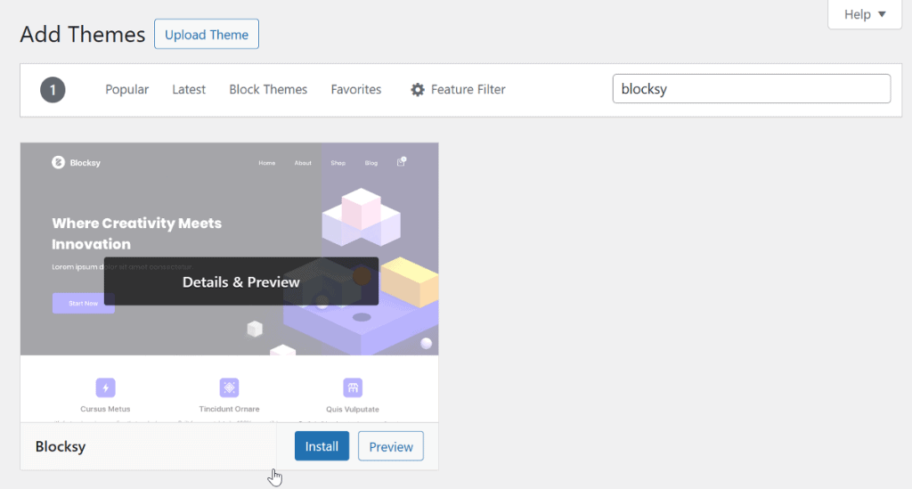 install free blocksy theme
