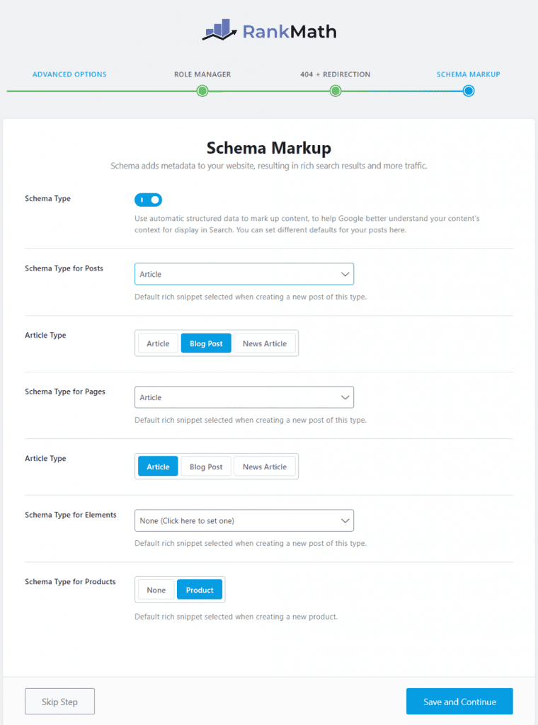 schema markup settings in rank math seo